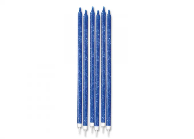Candele matita glitter blu